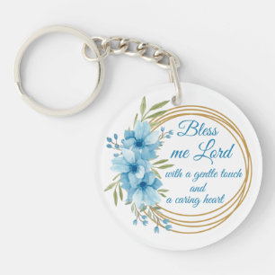 Elegant Floral Personalized Nurse Prayer Key Ring