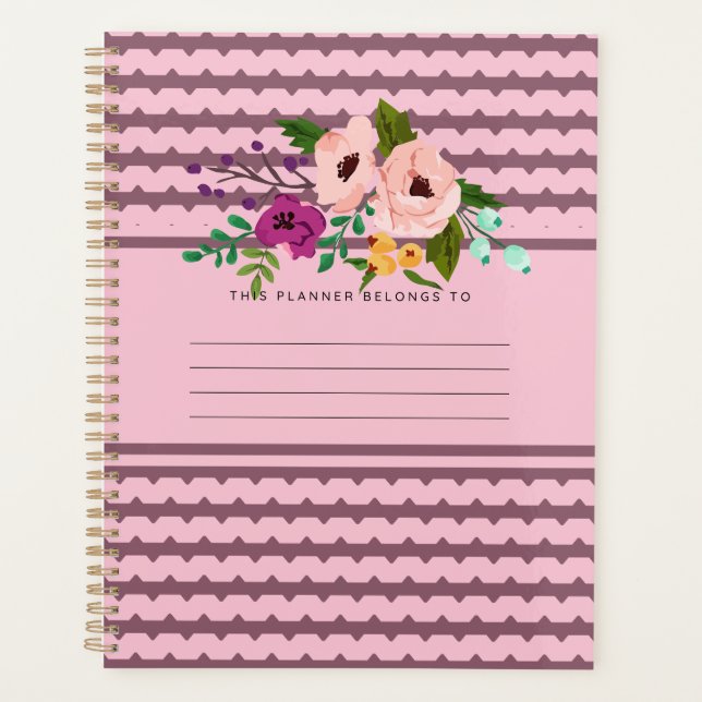 Elegant Floral Personalized Planner (Front)