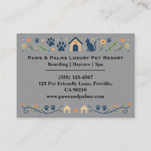Elegant Floral Pet Boarding & Daycare Customisable Business Card