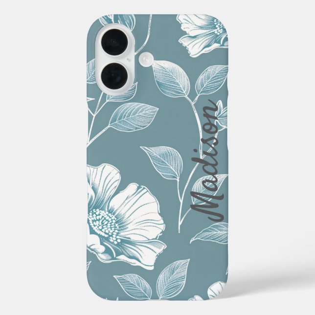  Elegant Floral Phone Case with Name (Back)