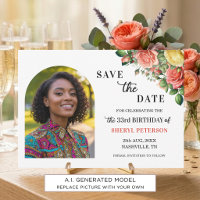 Elegant Floral Photo 33rd Birthday Party