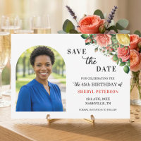 Elegant Floral Photo 45th Birthday Party