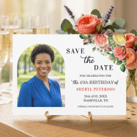 Elegant Floral Photo 47th Birthday Party