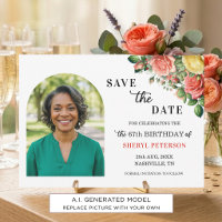 Elegant Floral Photo 67th Birthday Party