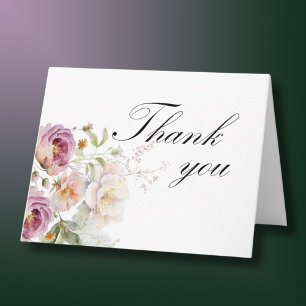 Elegant Floral Photo Any Year Birthday Thank You Card