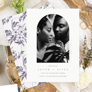 Elegant Floral Photo Arch Botanical Wedding Invitation