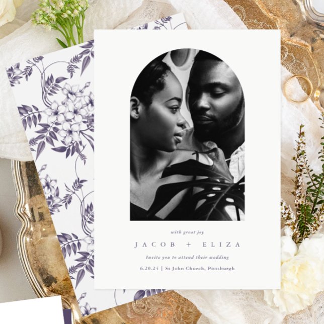 Elegant Floral Photo Arch Botanical Wedding Invitation (Creator Uploaded)