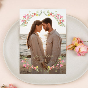 elegant floral photo frame save the date wedding invitation