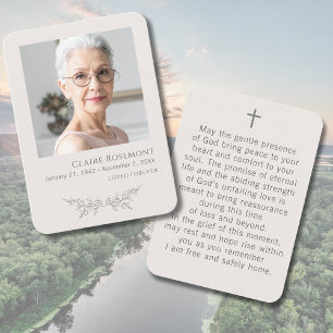 Elegant Floral Photo Funeral Prayer Card