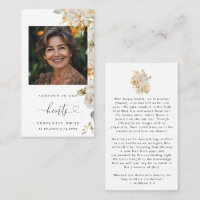 Elegant Floral  Photo Funeral Prayer Card