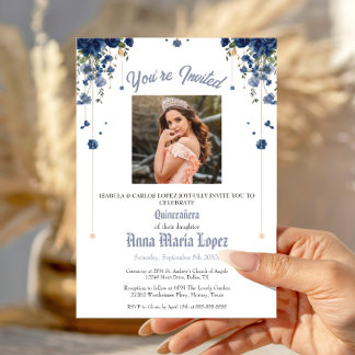 Elegant Floral Photo Mis Quince Quinceañera 15th  Acrylic Invitations