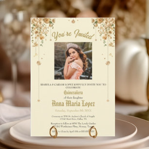 Elegant Floral Photo Mis Quince Quinceañera 15th  Acrylic Invitations