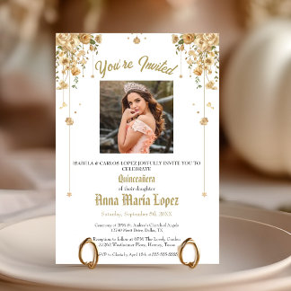 Elegant Floral Photo Mis Quince Quinceañera 15th Invitation