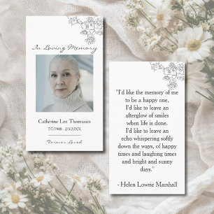 Elegant Floral Photo Prayer Card