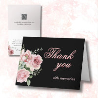 Elegant Floral Photo QR Link Any Year Birthday