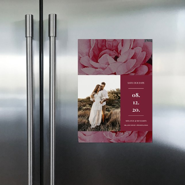 Elegant Floral Photo Save the Date Magnetic Invitation (Elegant Floral Photo Save the Date Magnetic Invitation)