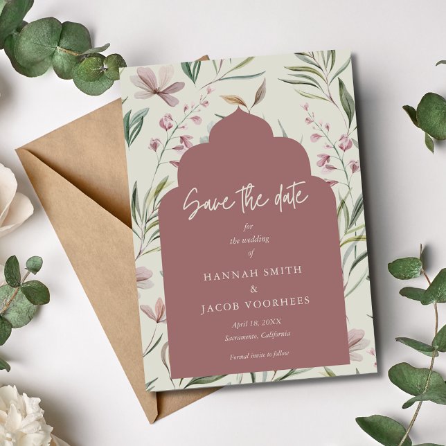 Elegant Floral Photo Spring Wedding Save the Date (Elegant Floral Photo Spring Wedding Save the Date)