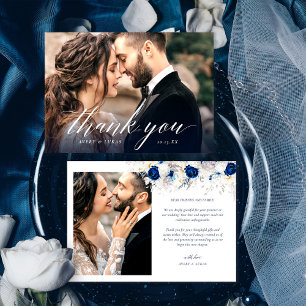 Elegant Floral Photo Wedding Thank You Card