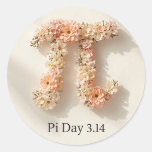 Elegant Floral Pi Day Invitation Classic Round Sticker