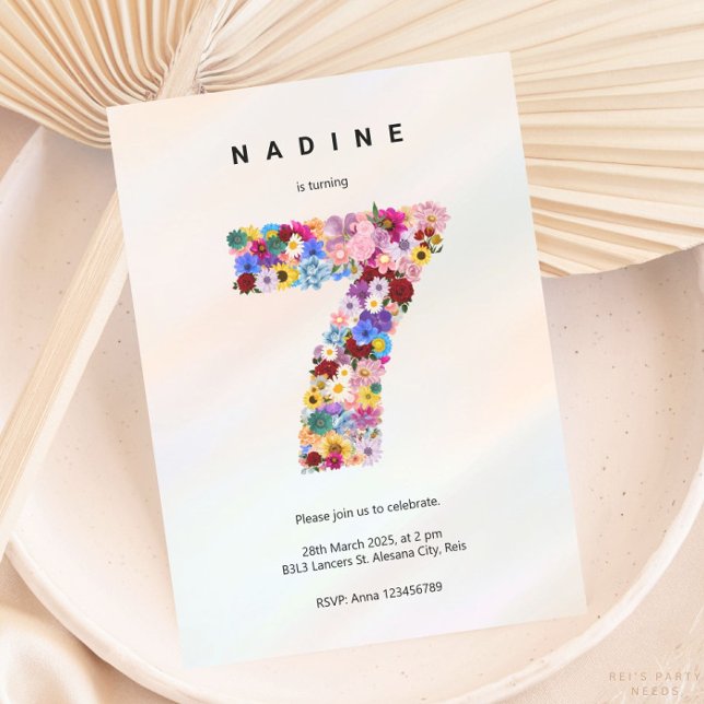 Elegant Floral Pink 7th Birthday Garden Spring Invitation (Creator Uploaded)