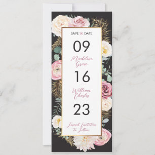 Elegant Floral Pink and Black Save the Date