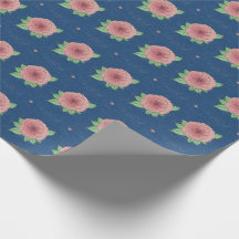 Elegant Floral Pink and Blue Wrapping Paper