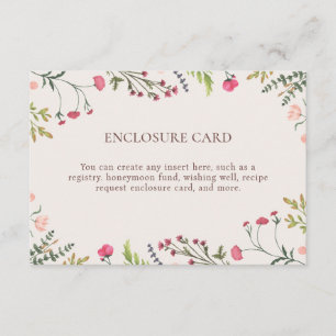 Elegant Floral Pink and Green Enclosure Card