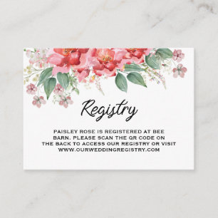Elegant Floral Pink Bridal Shower Enclosure Card