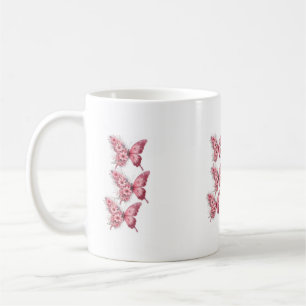 Elegant Floral Pink Butterfly – Watercolor Illustr Coffee Mug