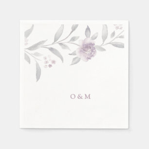 Elegant floral pink Chinoiserie Wedding monogram Napkin