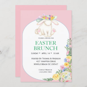 Elegant Floral Pink Easter Brunch Invitation