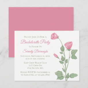 Elegant Floral Pink Flowers Bachelorette Party  Invitation