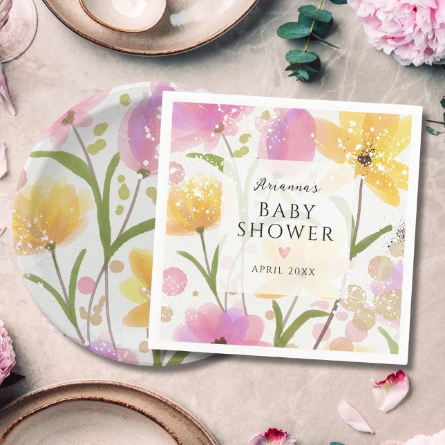 Elegant Floral Pink Girl Baby Shower Napkin (Creator Uploaded)