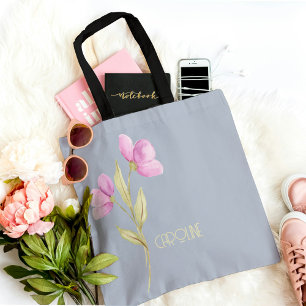  Elegant Floral Pink Green Boho Cute  Tote Bag