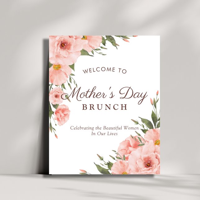 Elegant Floral Pink Mother's Day Brunch Welcome Poster (Creator Uploaded)