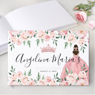 Elegant Floral Pink Quinceanera Guest Book