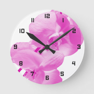 Elegant Floral Pink Round Clock