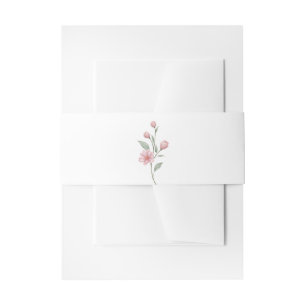 Elegant Floral Pink Sage Garden Wedding Invitation Belly Band