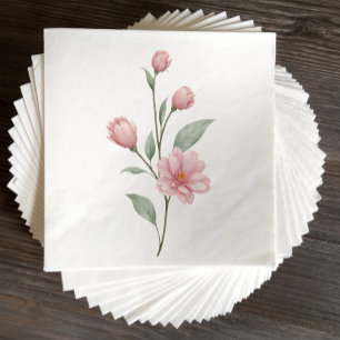 Elegant Floral Pink Sage Spring Garden Wedding Napkin