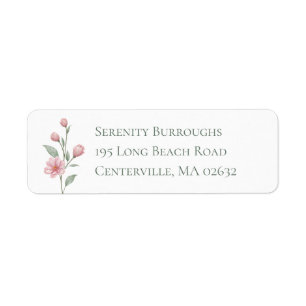Elegant Floral Pink Sage Spring Garden Wedding Return Address Label