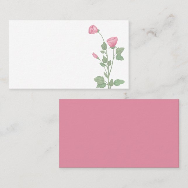 Elegant Floral Pink Watercolor Flowers Wedding Place Card (Front/Back)