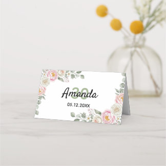 Elegant Floral Place Card and Table Number Tent