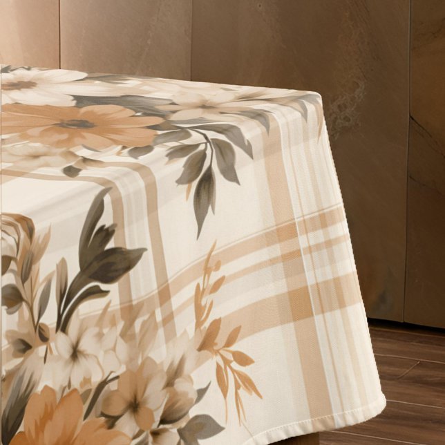 Elegant Floral Plaid Fall Autumn Tablecloth (Creator Uploaded)