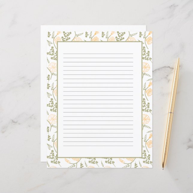 Elegant Floral Planner Stationery Paper (Front/Back In Situ)