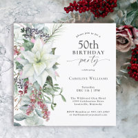 Elegant Floral Poinsettia Winter 50th Birthday