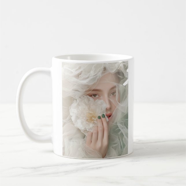 Elegant Floral Portrait Coffee Mug (Left)