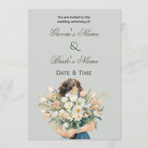 Elegant Floral Portrait Wedding Invitation