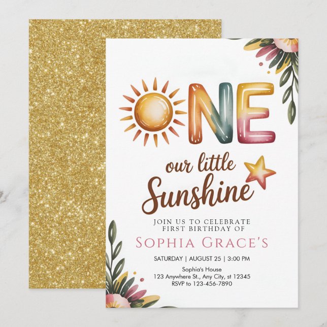 Elegant Floral Princess Invitation (Front/Back)