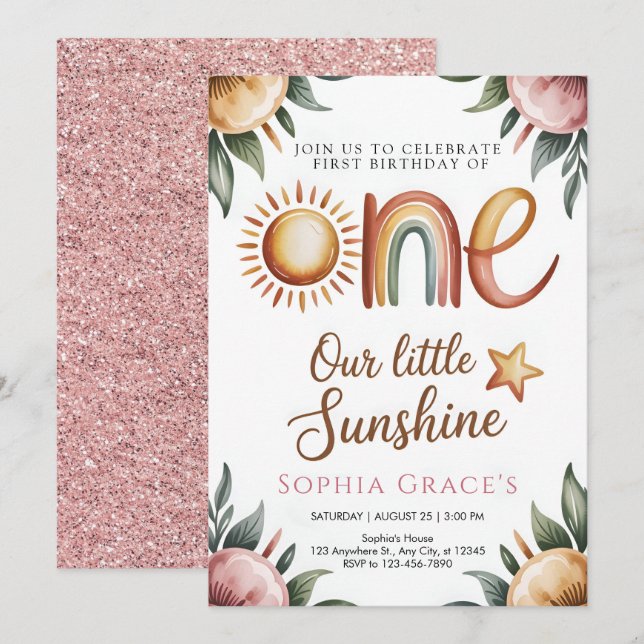 Elegant Floral Princess Invitation (Front/Back)