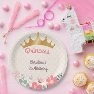 Elegant Floral Princess Personalised Birthday  Paper Plate